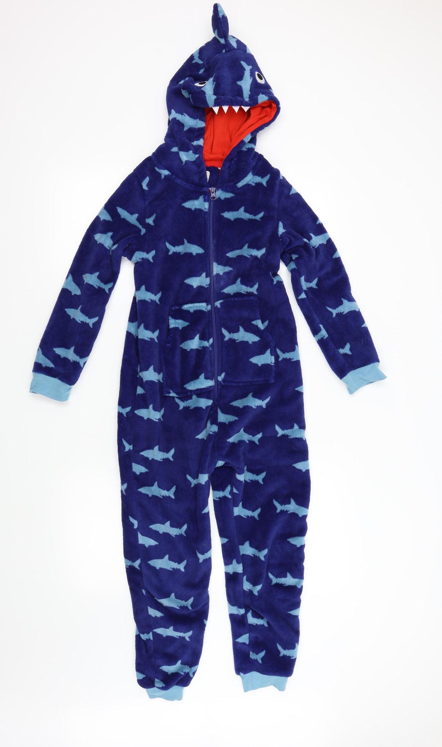 John Lewis Boys Blue Solid   Bodysuit Size 9 Years  - Shark print