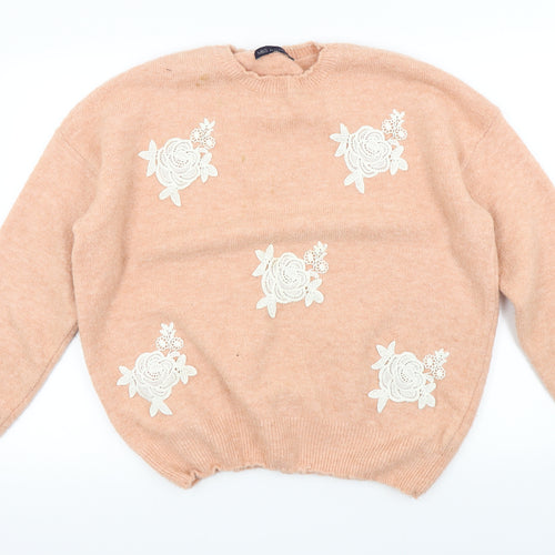 M&S Womens Pink Floral  Pullover Jumper Size L