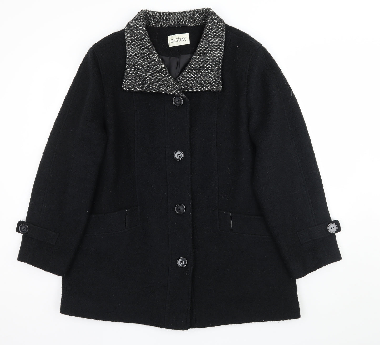 Eastex Womens Black  Fleece Overcoat Coat Size 16