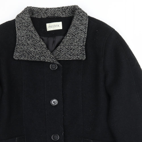 Eastex Womens Black  Fleece Overcoat Coat Size 16