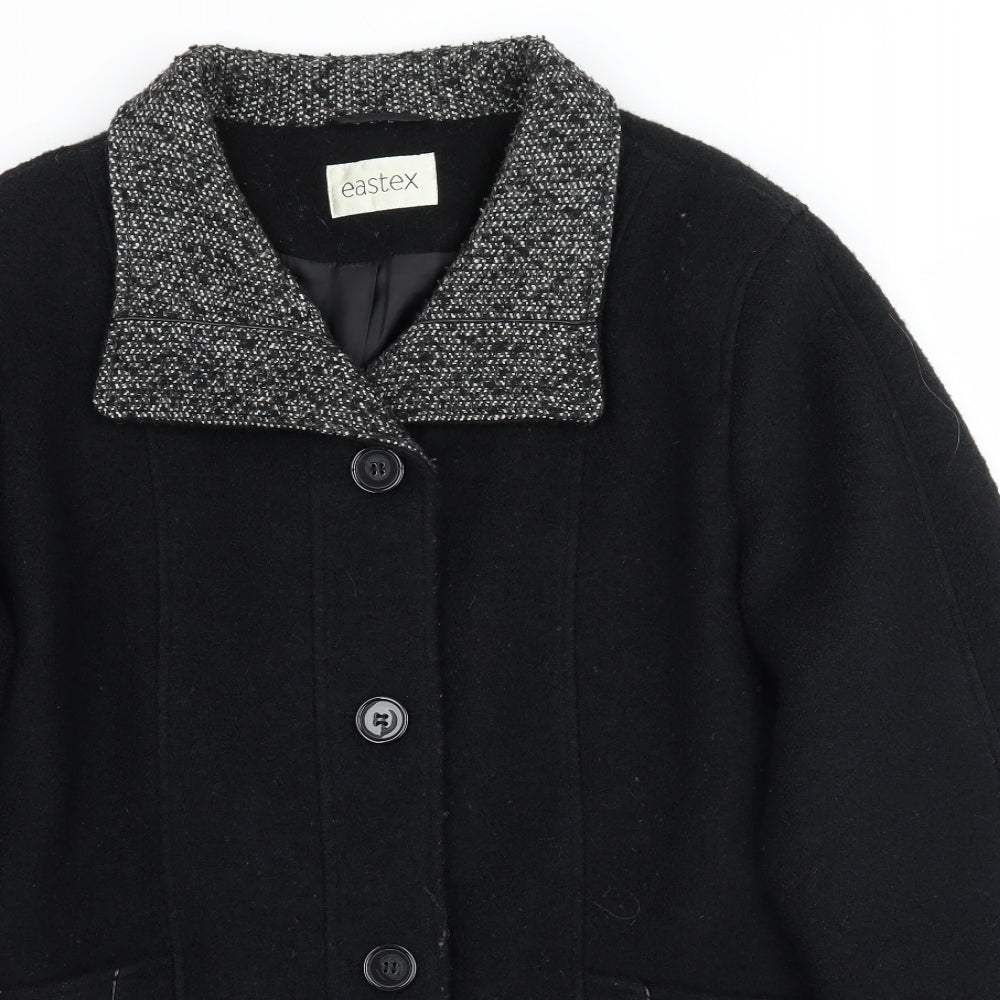 Eastex Womens Black  Fleece Overcoat Coat Size 16