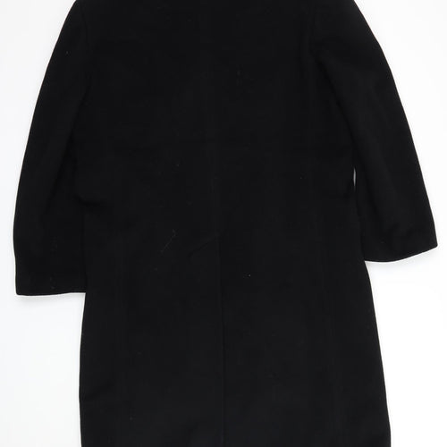 Button Hole Mens Black  Fleece Overcoat Coat Size L