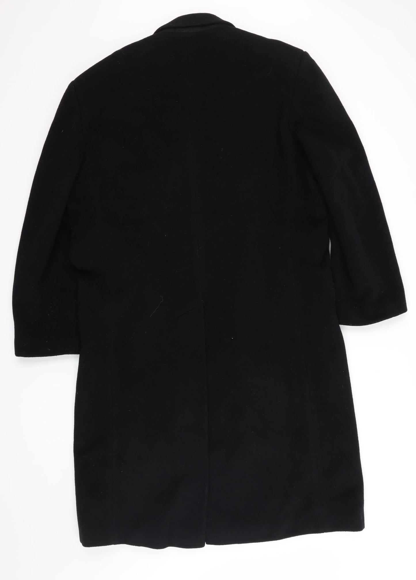 Button Hole Mens Black  Fleece Overcoat Coat Size L