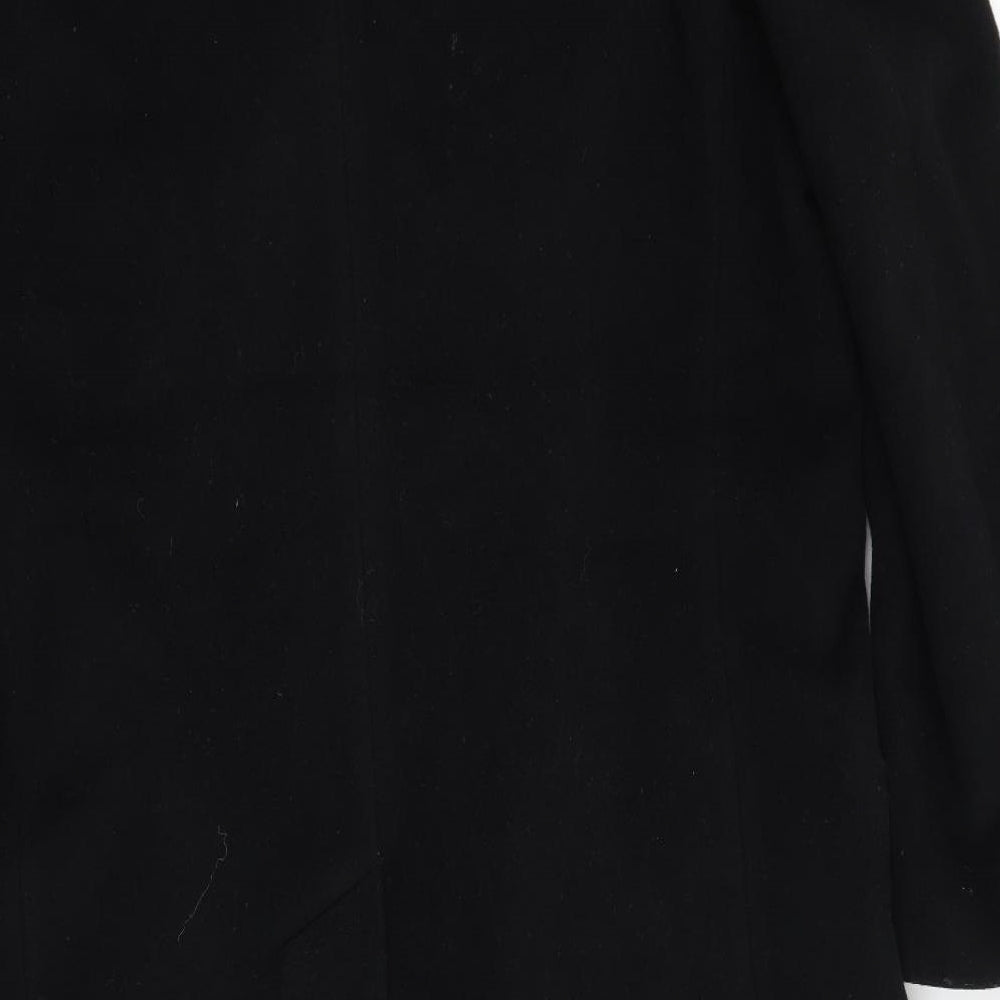 Button Hole Mens Black  Fleece Overcoat Coat Size L