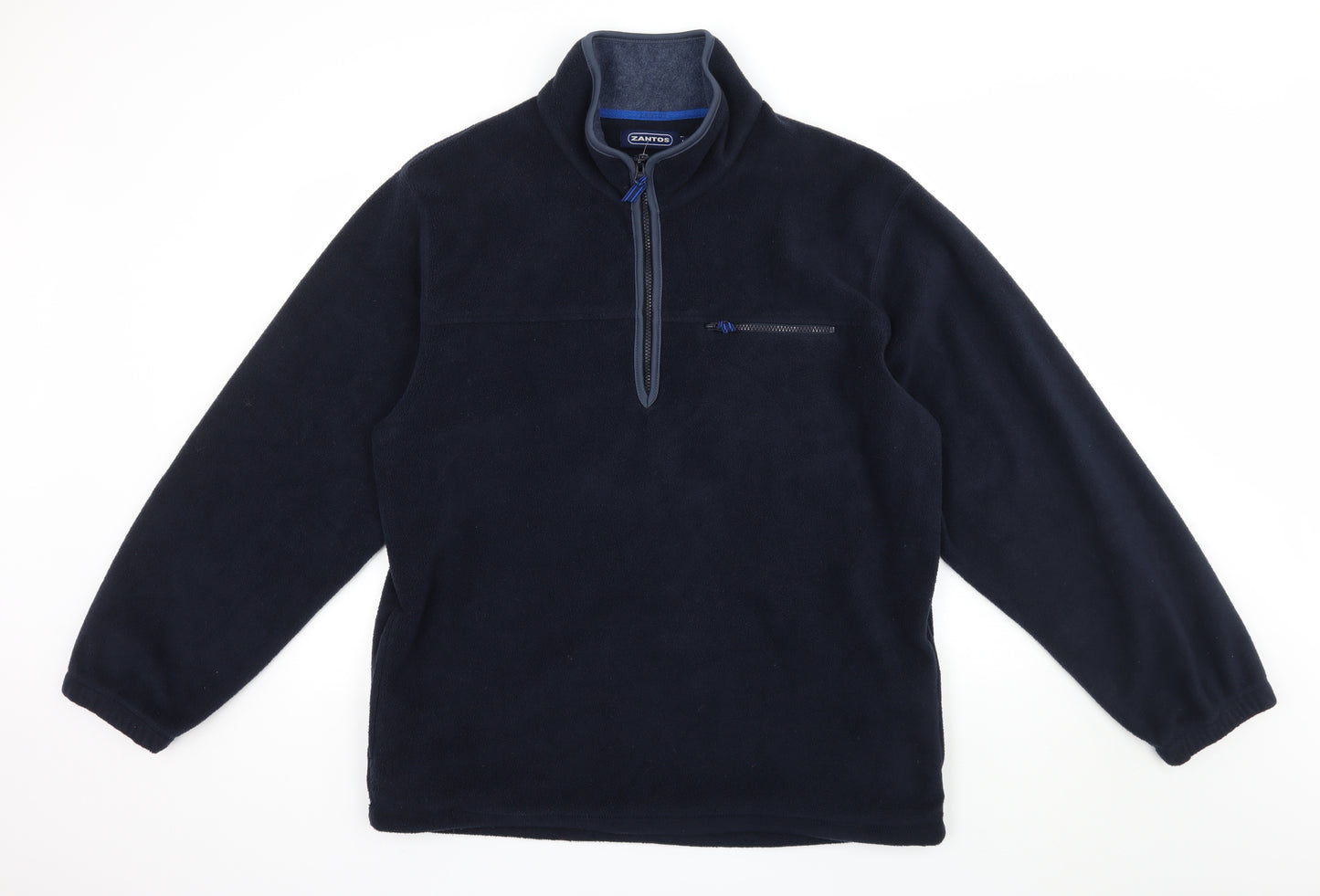 Zantos Mens Black  Fleece Pullover Sweatshirt Size L