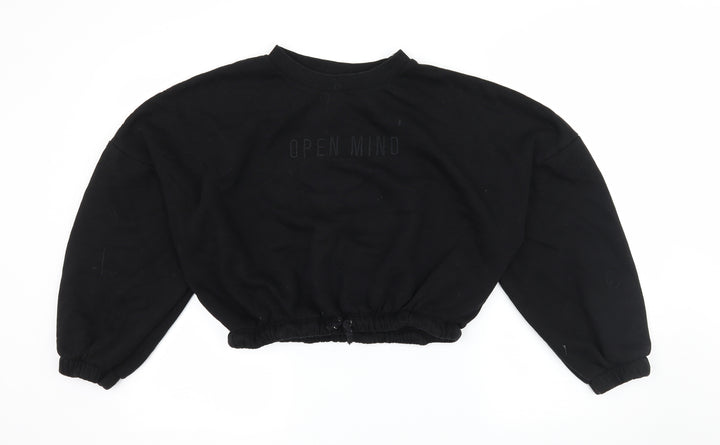 Primark Womens Black Jersey Pullover Sweatshirt Size 10 - Cropped