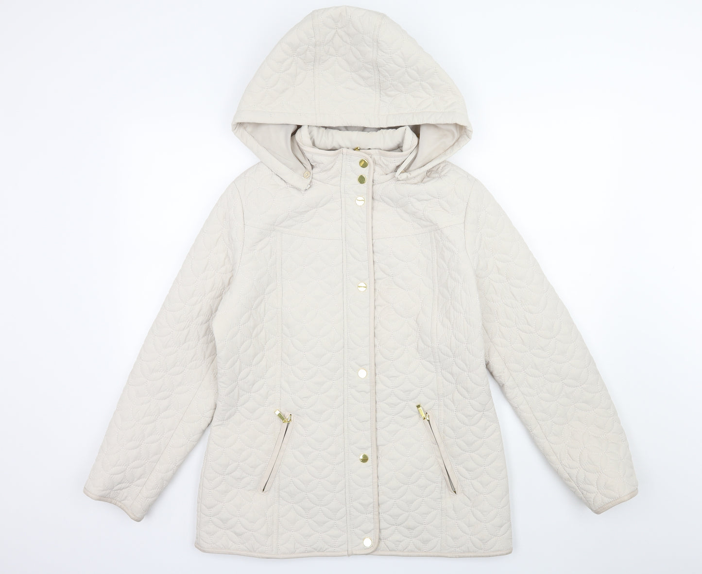 ISLE Womens Ivory   Quilted Coat Size 12