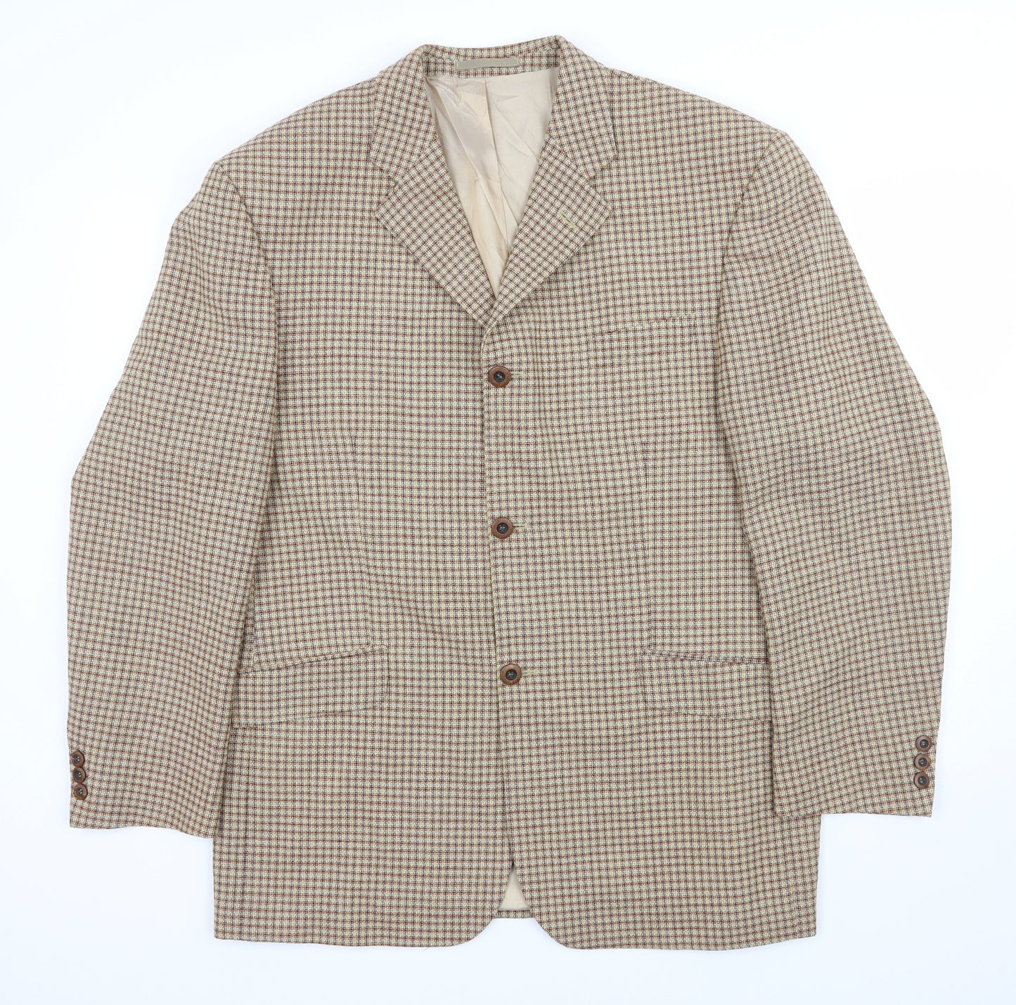 REMUS Mens Brown Check  Jacket Blazer Size L