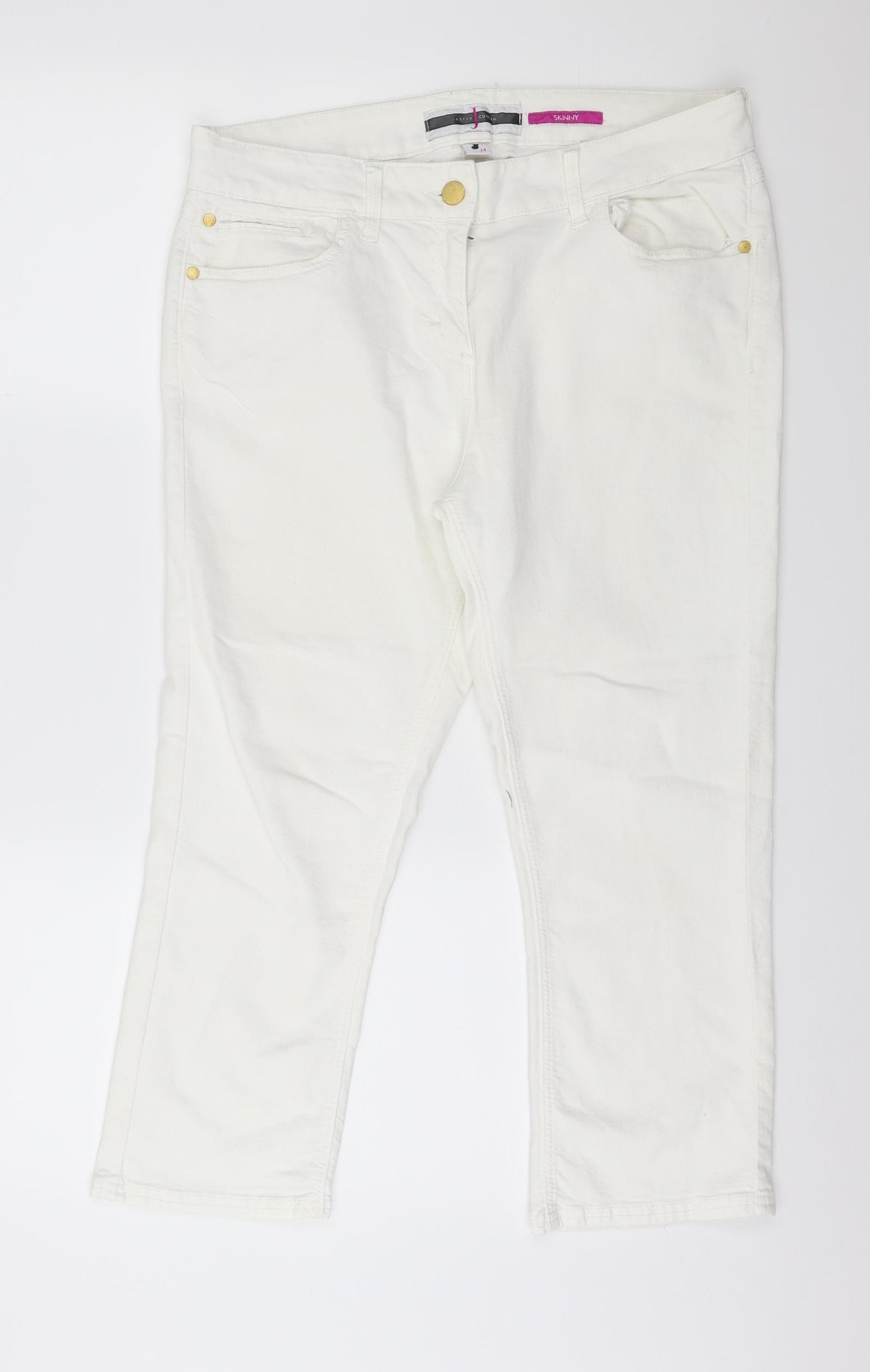 Jasper Conran Womens White  Denim Cropped Jeans Size 14 L23 in