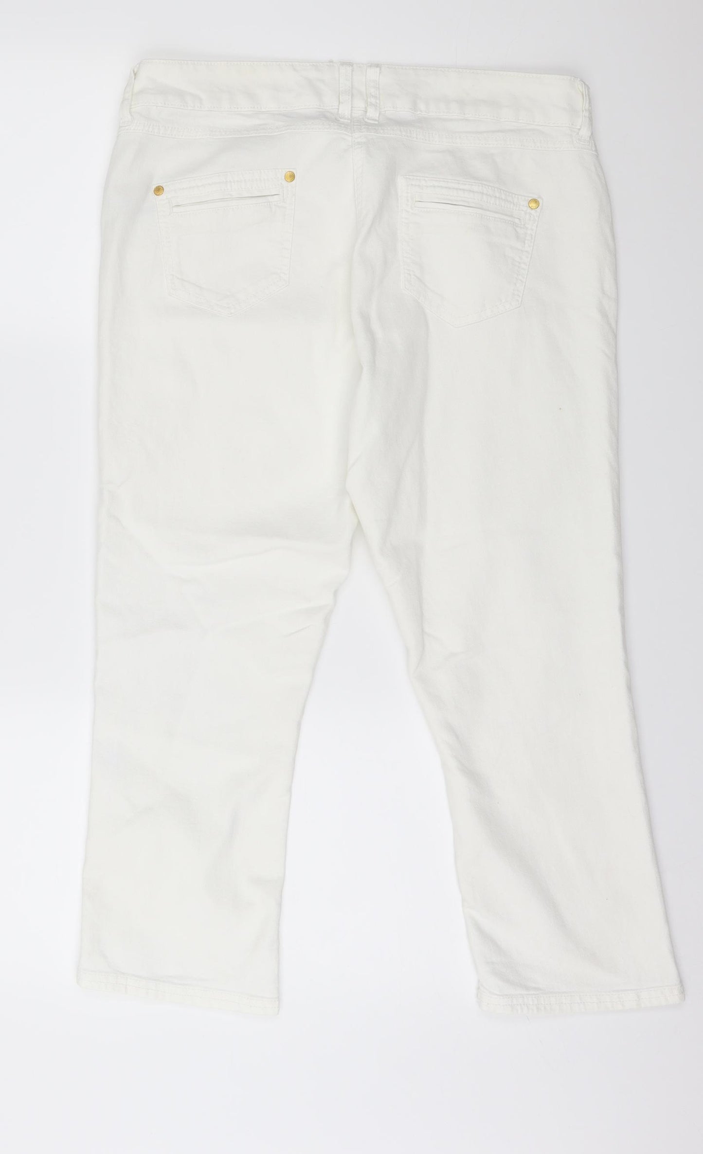 Jasper Conran Womens White  Denim Cropped Jeans Size 14 L23 in