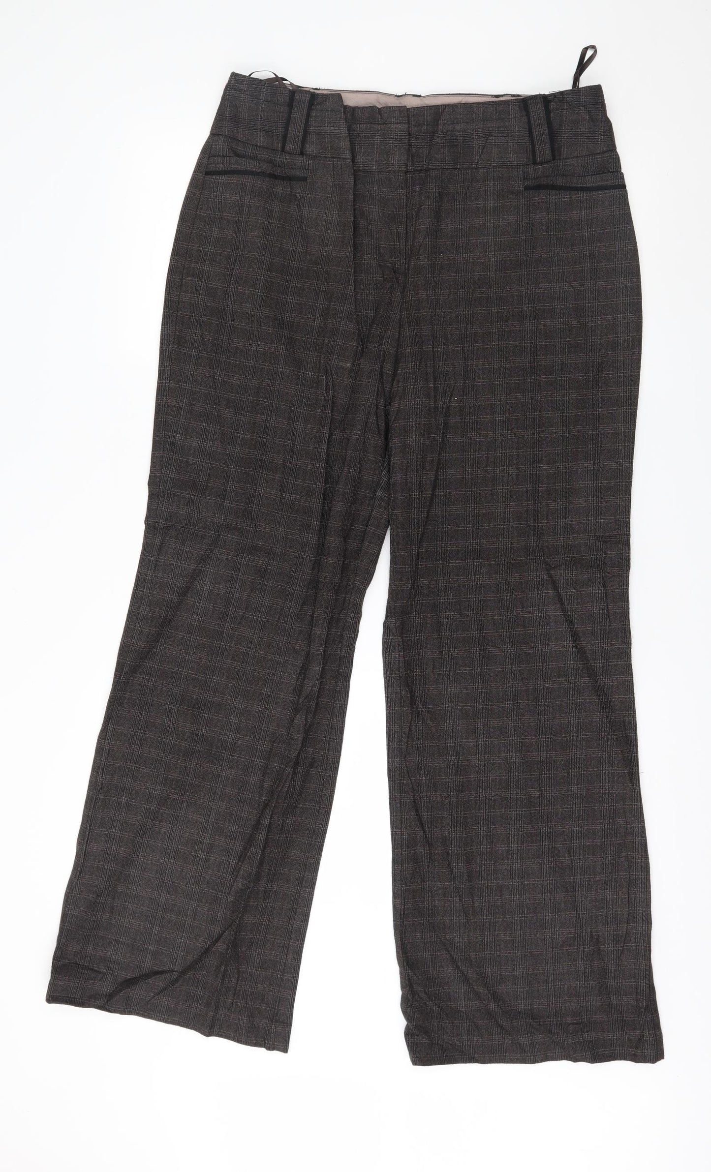 NEXT Womens Brown Check  Trousers  Size 36 in L31 in