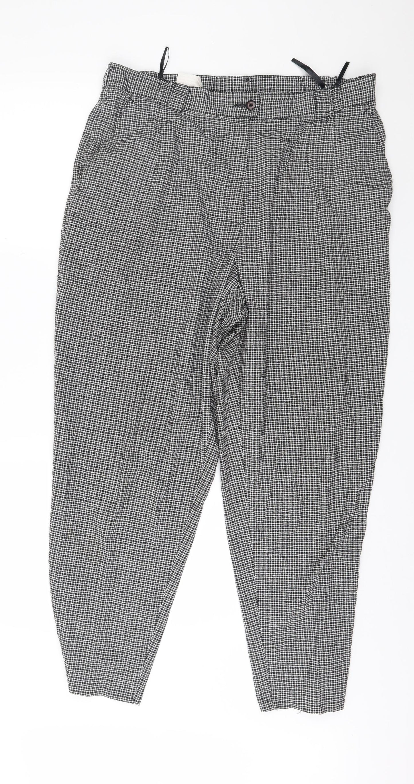 Roma Womens Black Check  Trousers  Size 36 in L28 in