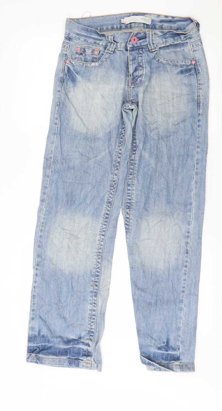 NOW ON Womens Blue  Denim Straight Jeans Size 10 L30 in