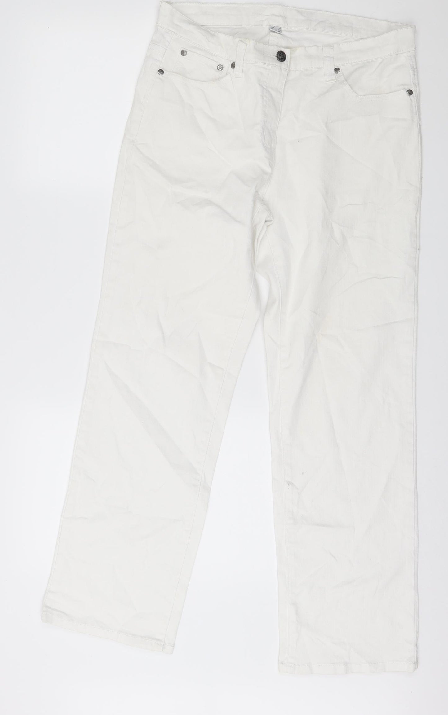 Preworn Womens White  Denim Straight Jeans Size 12 L28 in
