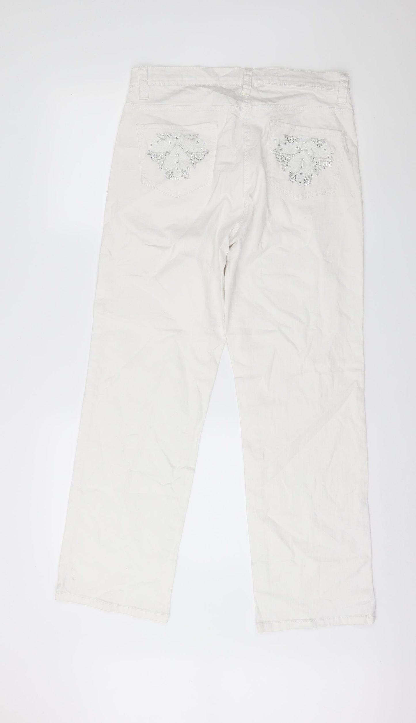 Preworn Womens White  Denim Straight Jeans Size 12 L28 in