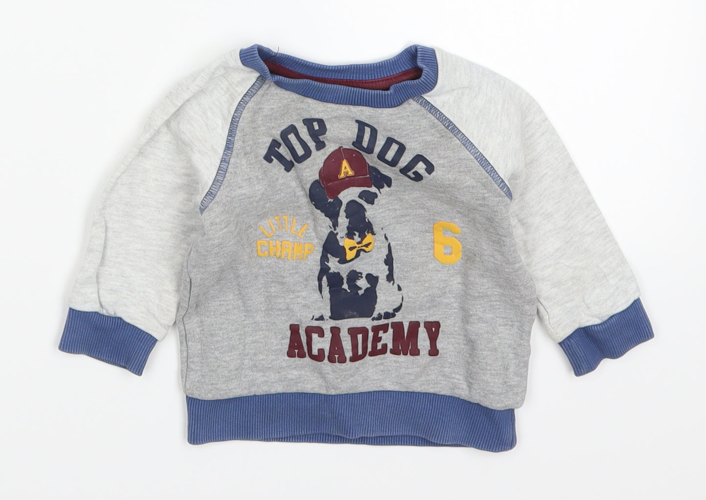 F&F Boys Grey   Basic T-Shirt Size 6-9 Months  - Top Dog Academy
