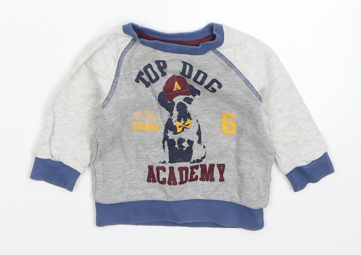 F&F Boys Grey   Basic T-Shirt Size 6-9 Months  - Top Dog Academy