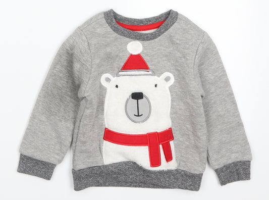 Front view of Primark Baby Grey Basic T-Shirt, size 18-24, Months - Polar Bear