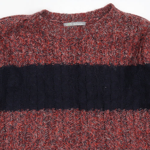 Marks and Spencer Womens Red Striped  Pullover Jumper Size 8