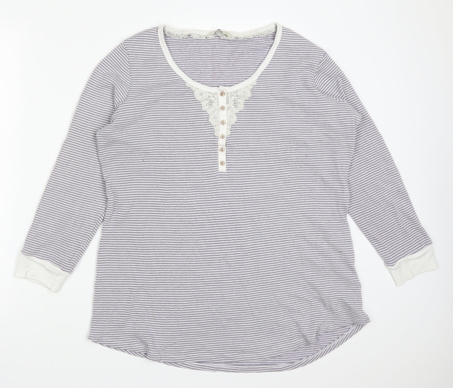Marks and Spencer Womens Purple Striped  Top Pyjama Top Size 18