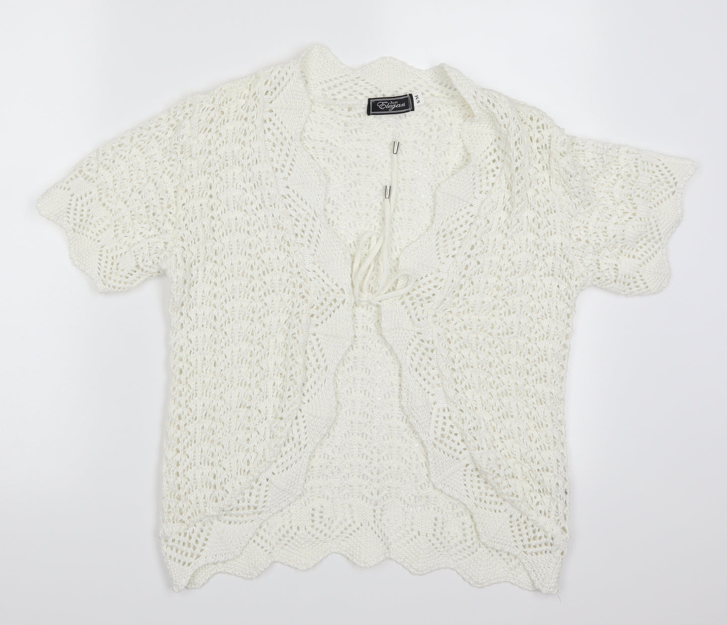 Just Elegance Womens White  Knit Cardigan Jumper Size S