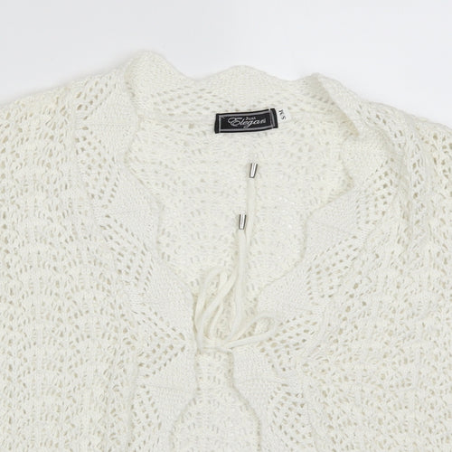 Just Elegance Womens White  Knit Cardigan Jumper Size S