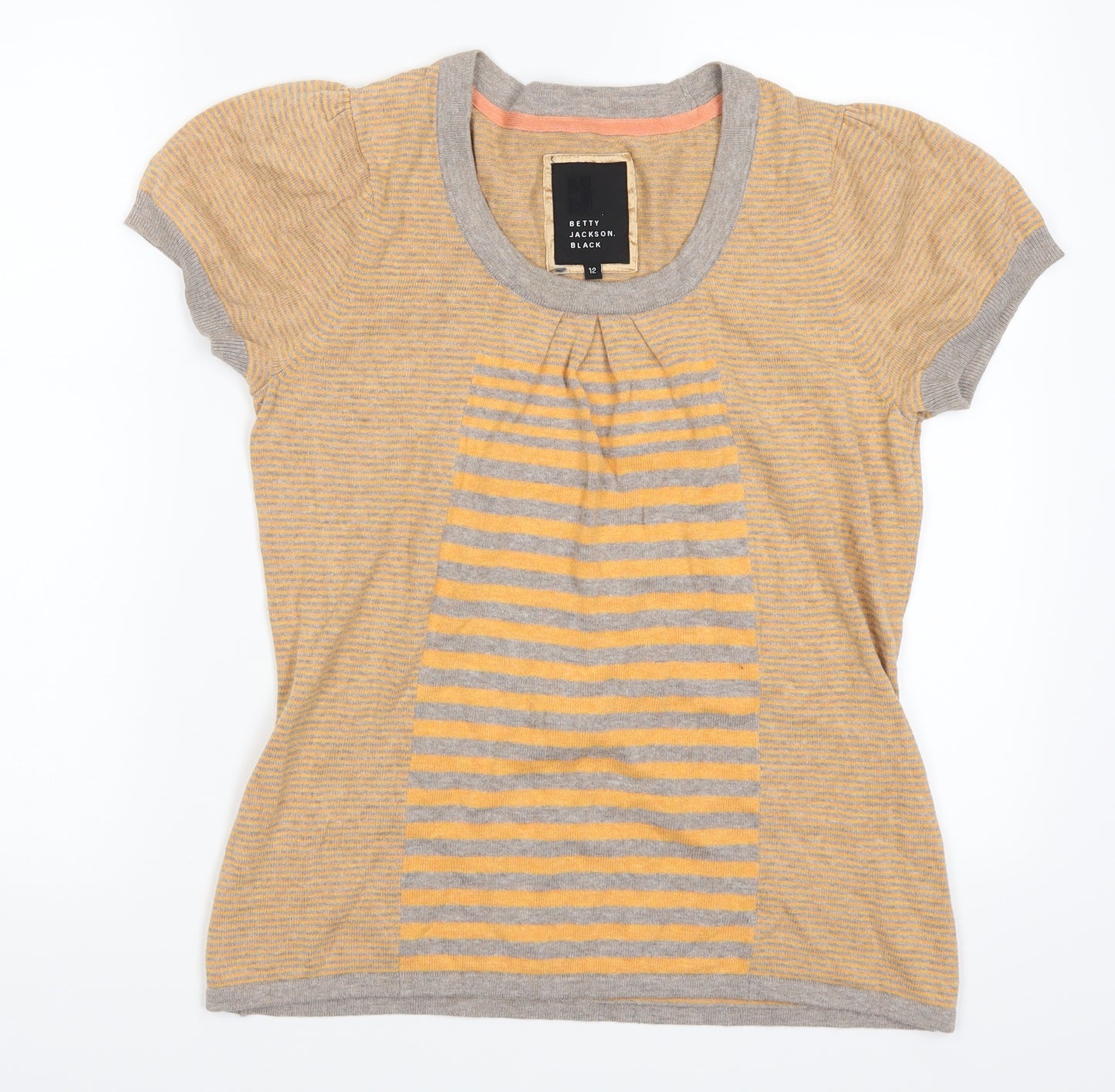 Betty Jackson Womens Orange Striped  Basic T-Shirt Size 12