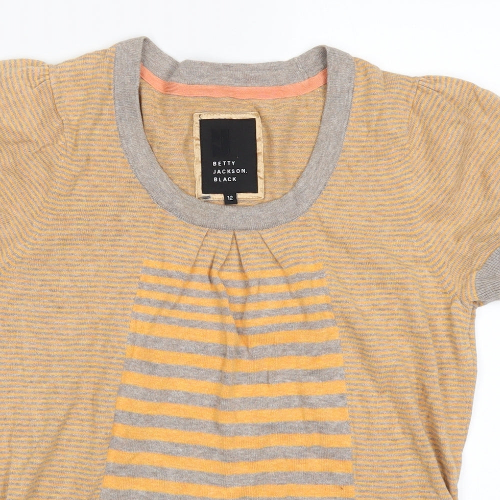 Betty Jackson Womens Orange Striped  Basic T-Shirt Size 12