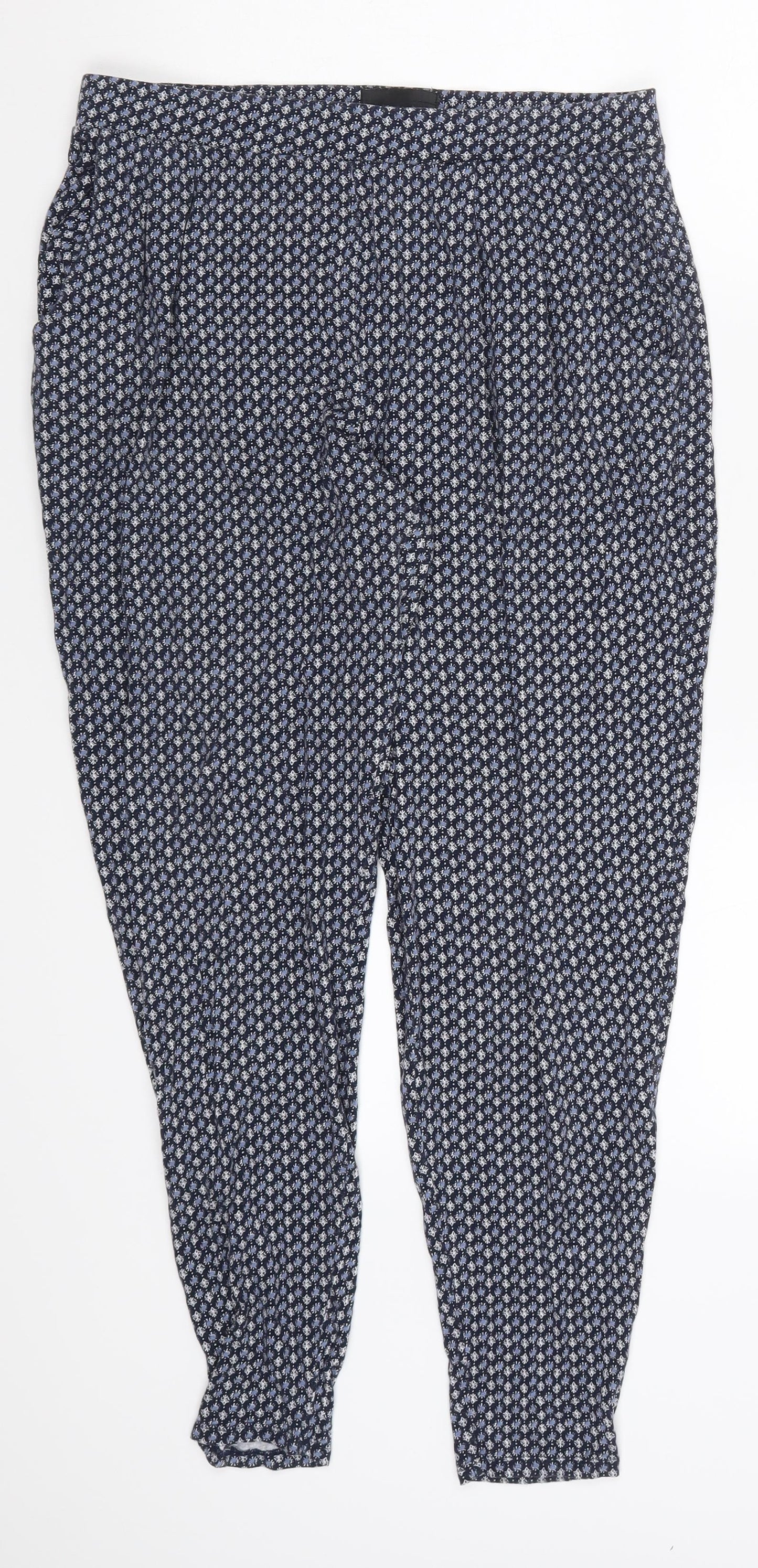 NEXT Womens Blue Geometric  Trousers  Size 12 L26 in