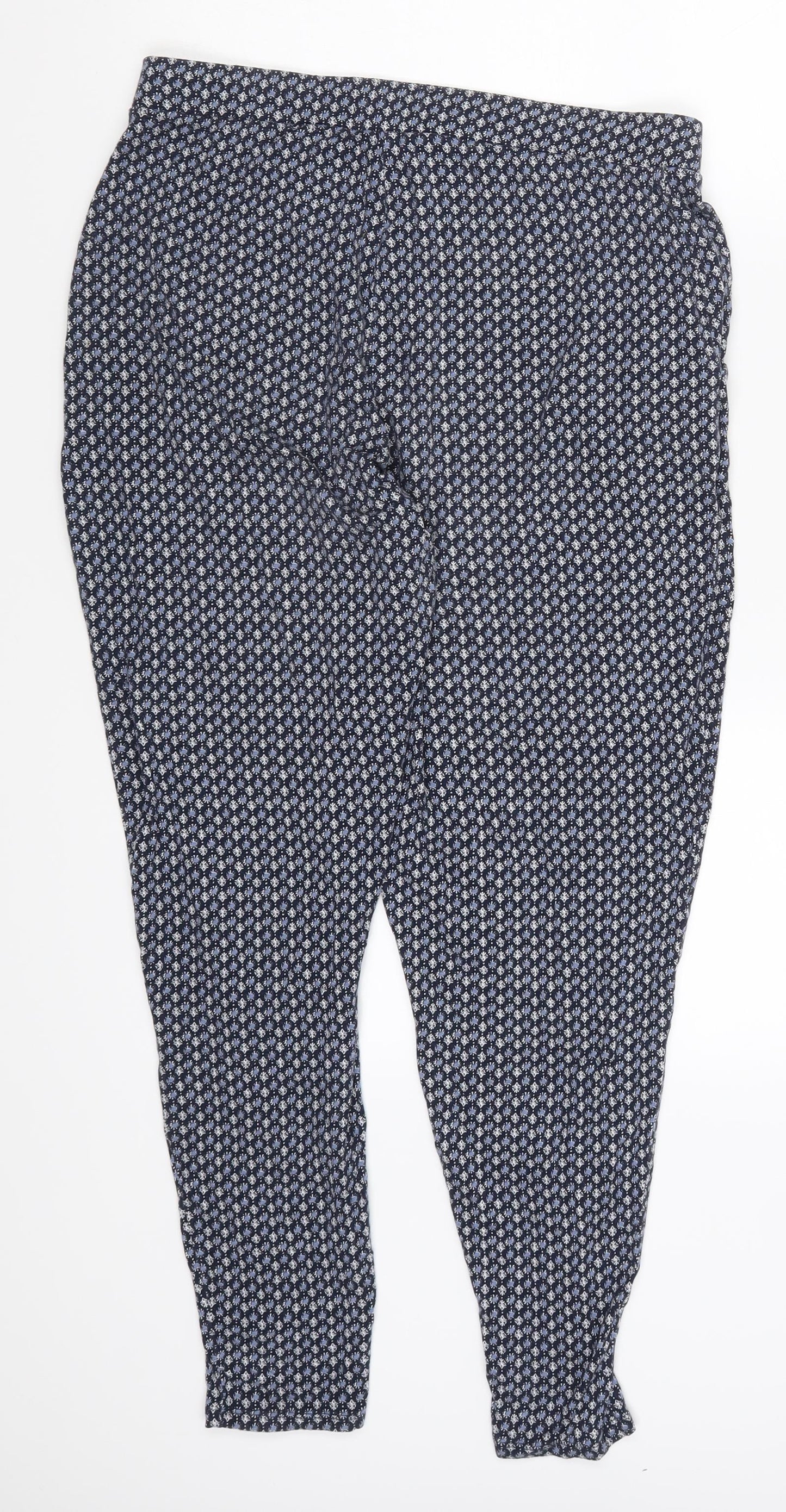 NEXT Womens Blue Geometric  Trousers  Size 12 L26 in