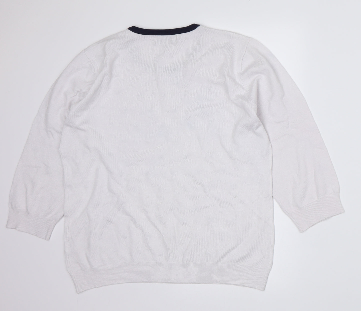 BASSINI Womens White Polka Dot  Pullover Jumper Size S