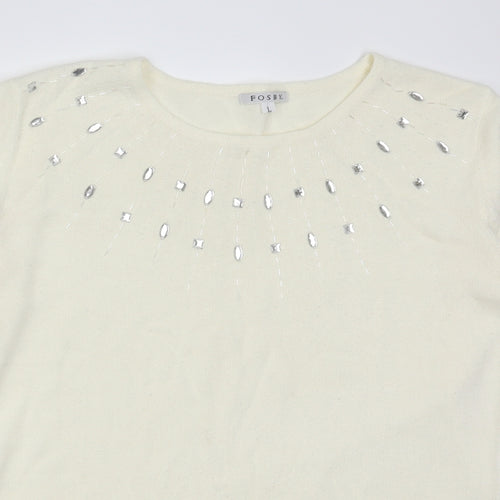 Fosby Womens Ivory   Pullover Jumper Size L