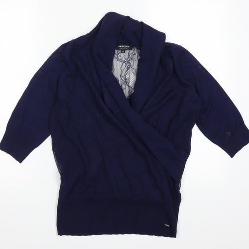 Morgan Womens Blue  Lace Pullover Jumper Size M