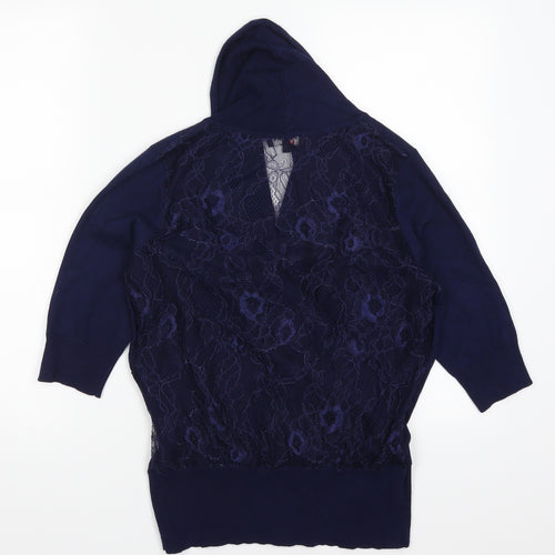 Morgan Womens Blue  Lace Pullover Jumper Size M