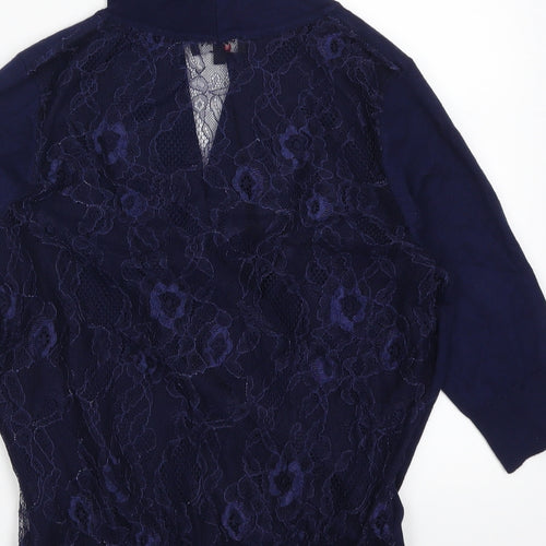 Morgan Womens Blue  Lace Pullover Jumper Size M