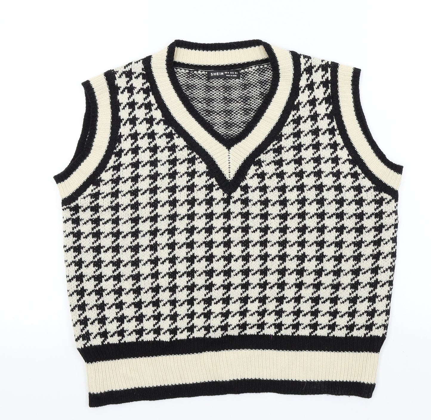 SheIn Mens Black Geometric  Vest Jumper Size M