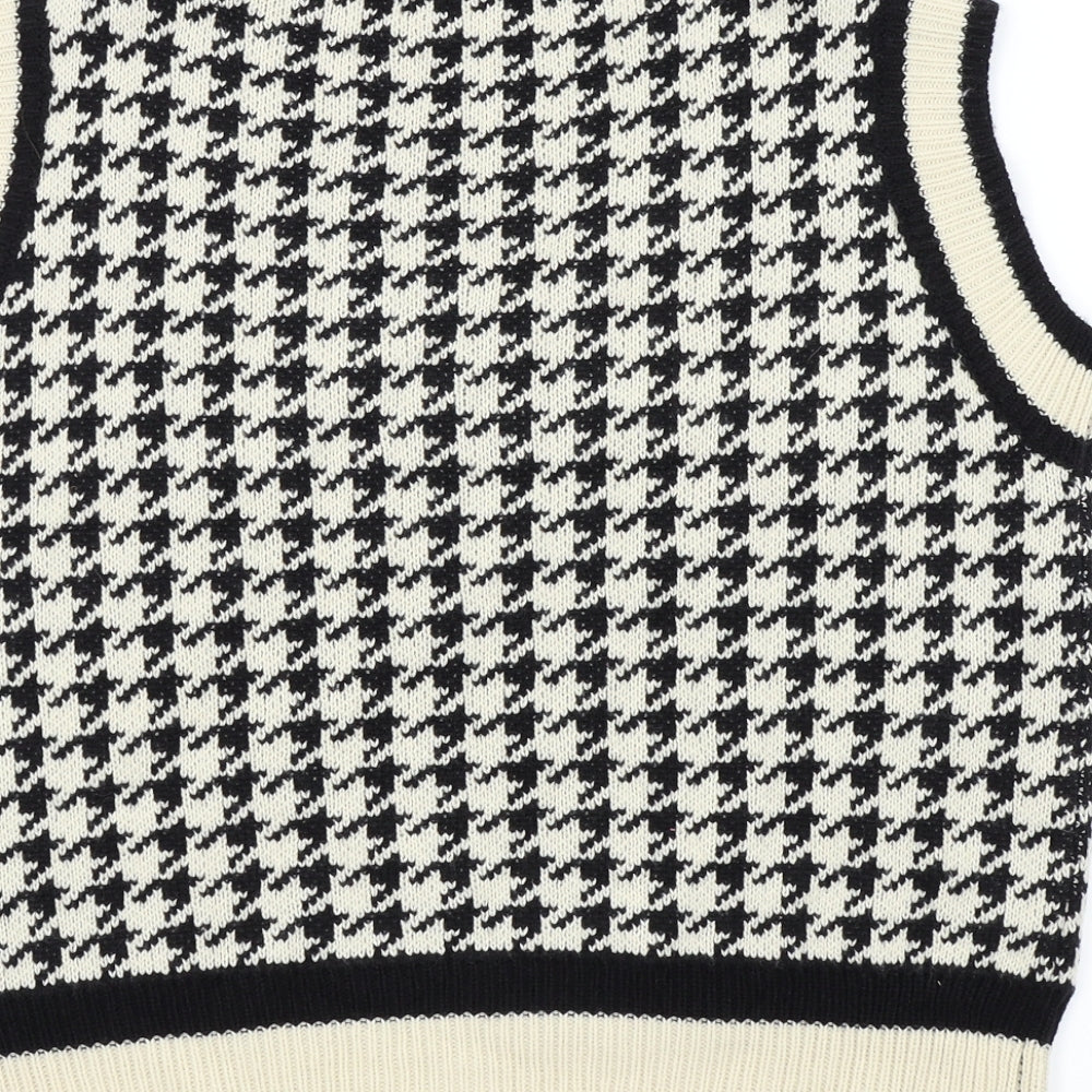 SheIn Mens Black Geometric  Vest Jumper Size M