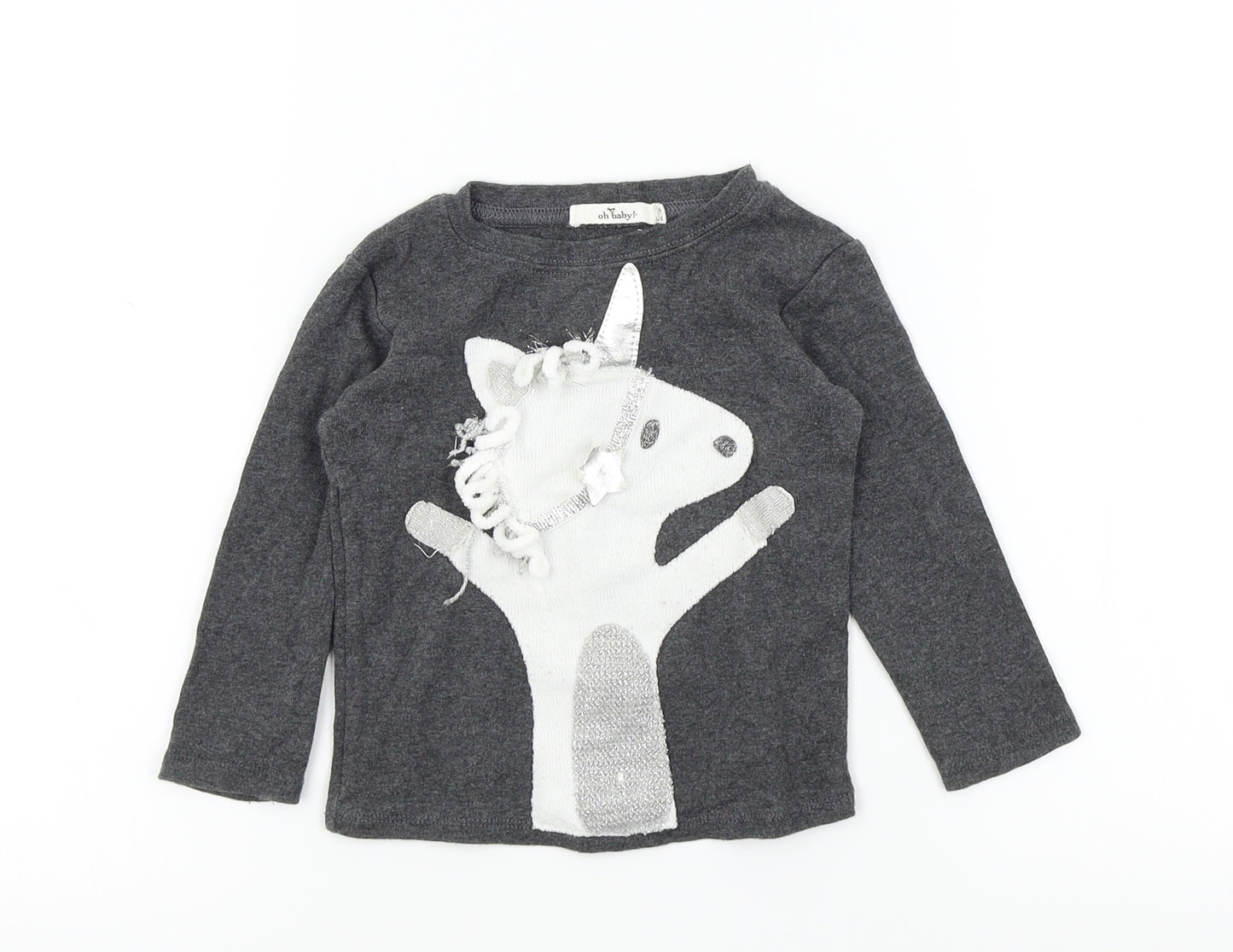 oh baby Baby Grey Colourblock  Basic T-Shirt Size 18-24 Months