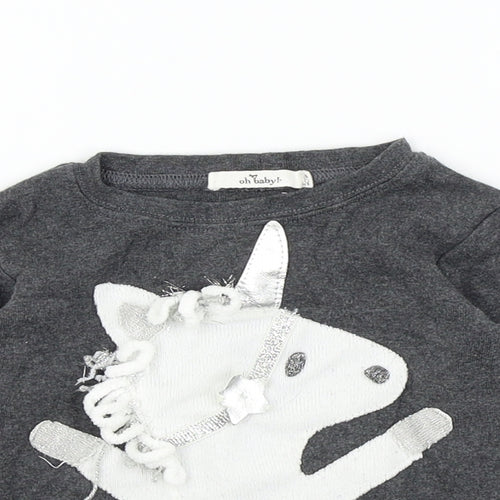 oh baby Baby Grey Colourblock  Basic T-Shirt Size 18-24 Months