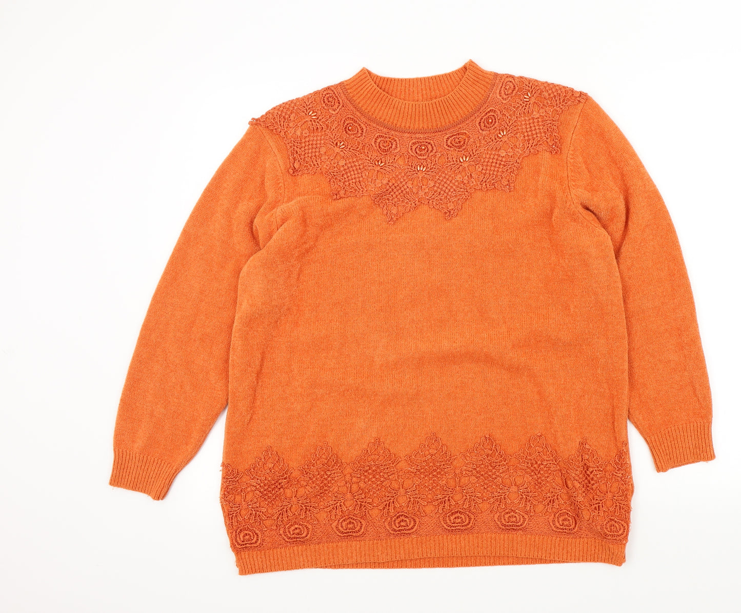 lyn Womens Orange   Pullover Jumper Size XL  - Frill Detail