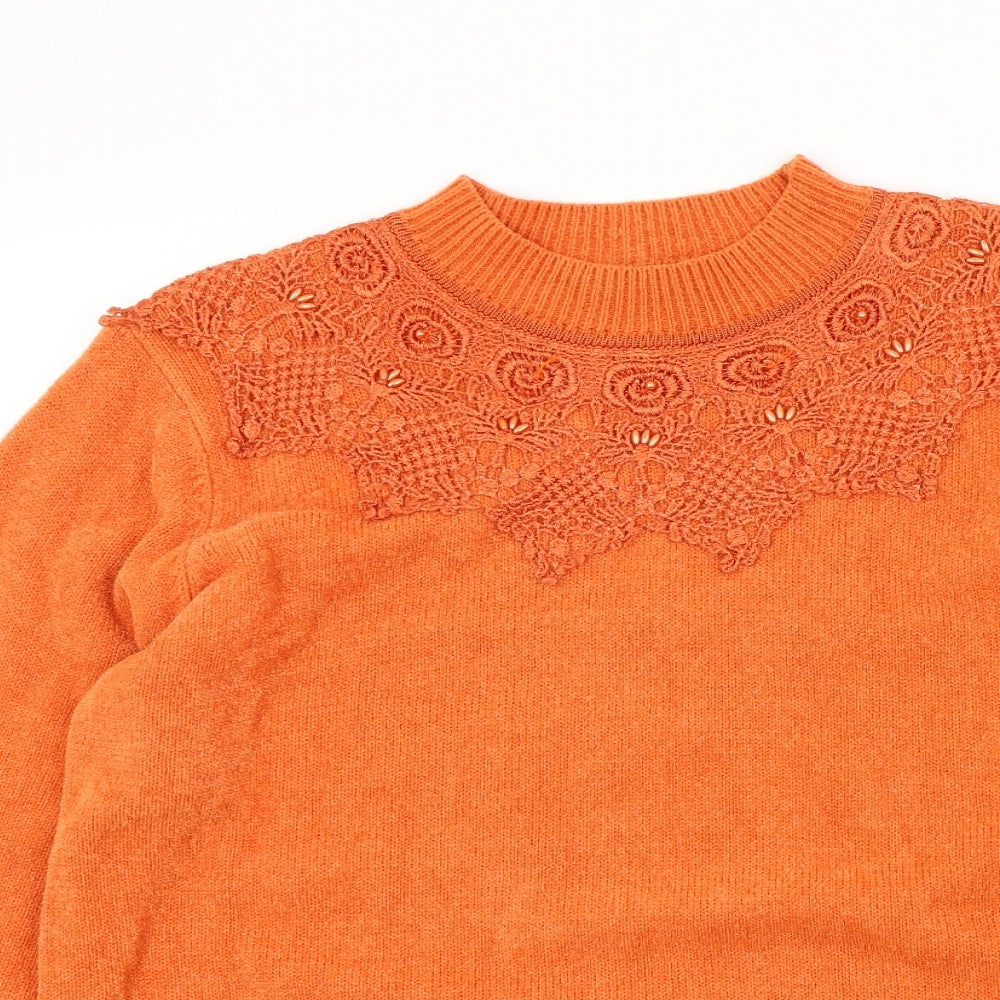 lyn Womens Orange   Pullover Jumper Size XL  - Frill Detail