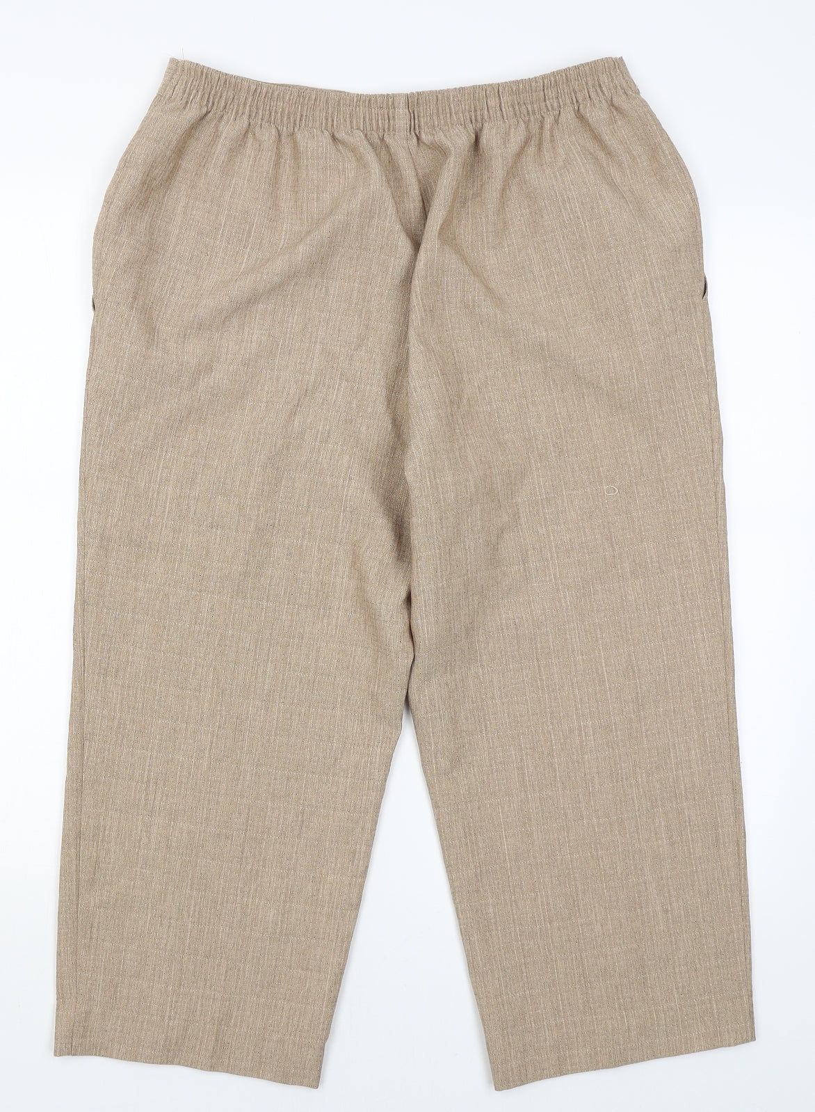 M&S Womens Beige   Cropped Trousers Size 16 L20 in