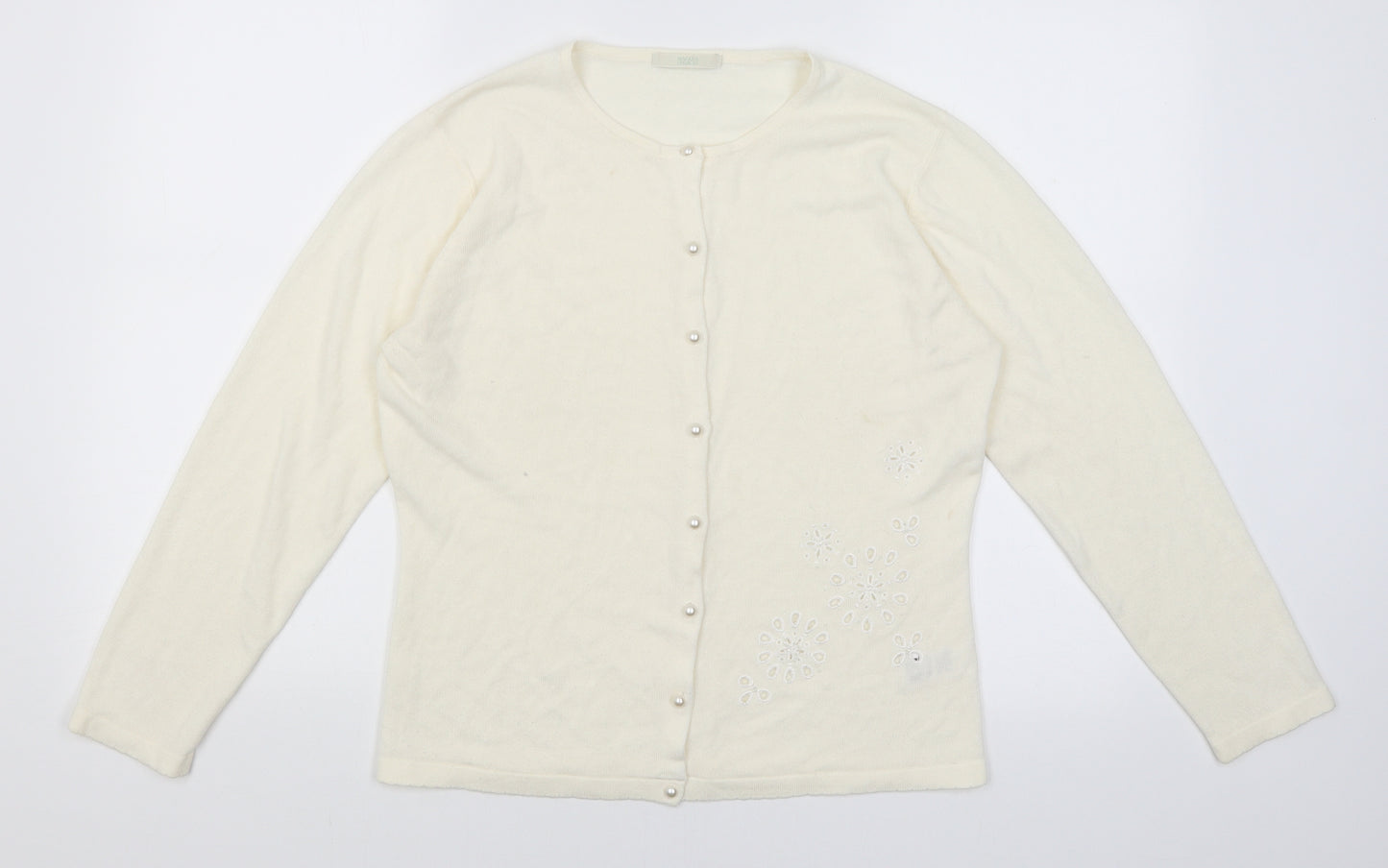 M&S Womens White   Cardigan Jumper Size 16
