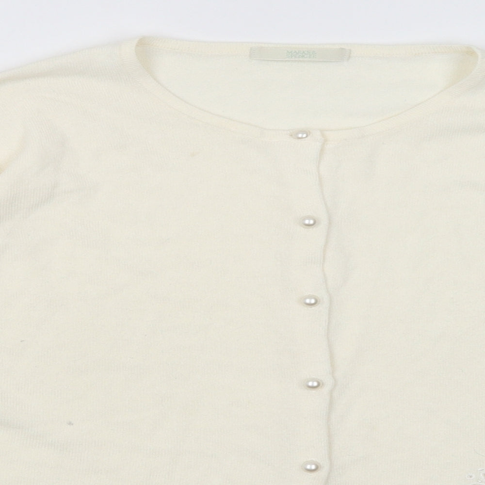 M&S Womens White   Cardigan Jumper Size 16