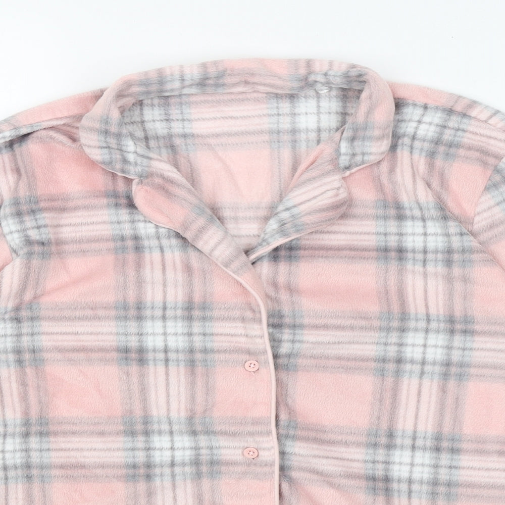 M&S Womens Pink Plaid  Top Pyjama Top Size 10