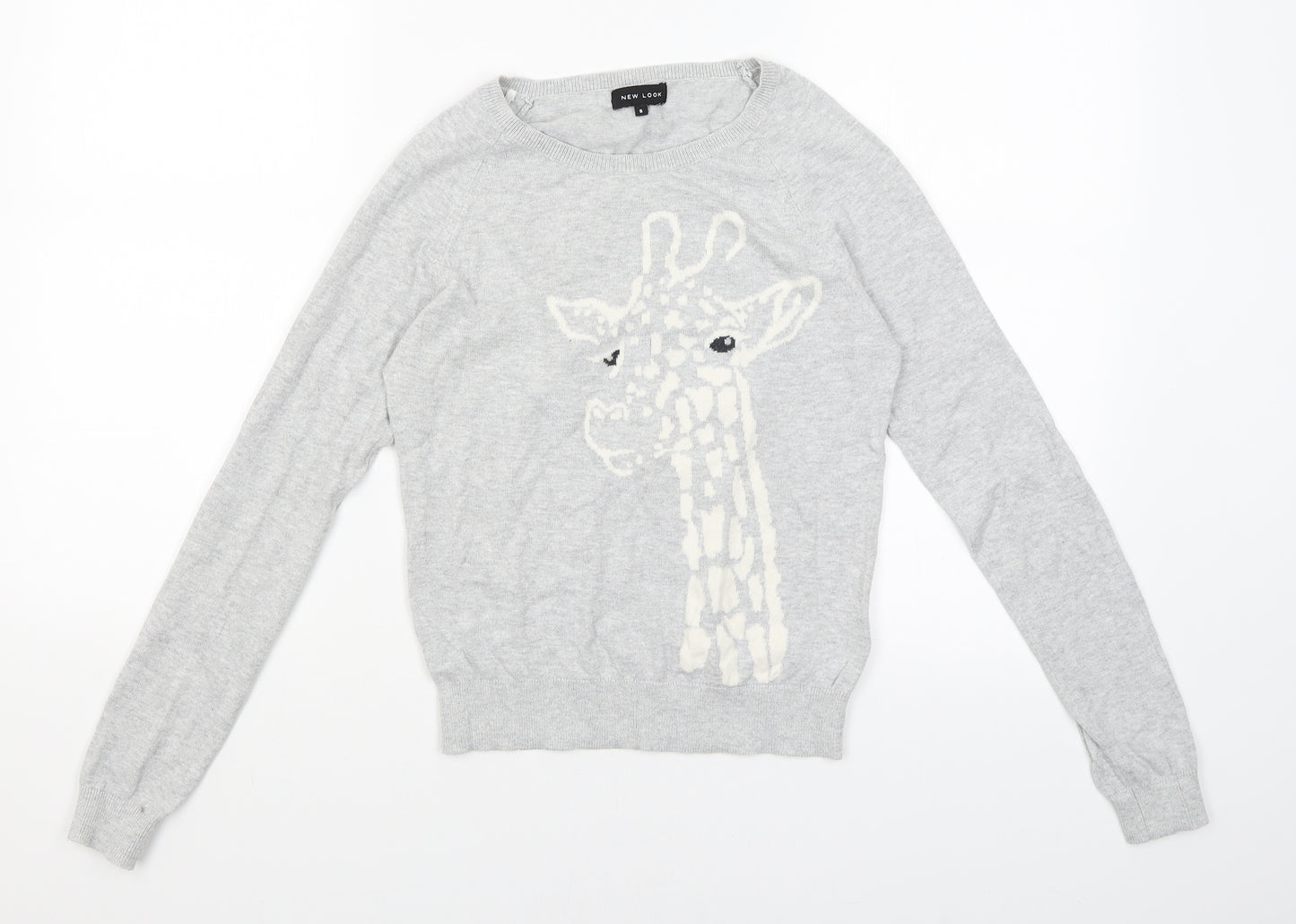 New Look Womens Grey   Pullover Jumper Size 8  - Giraffe