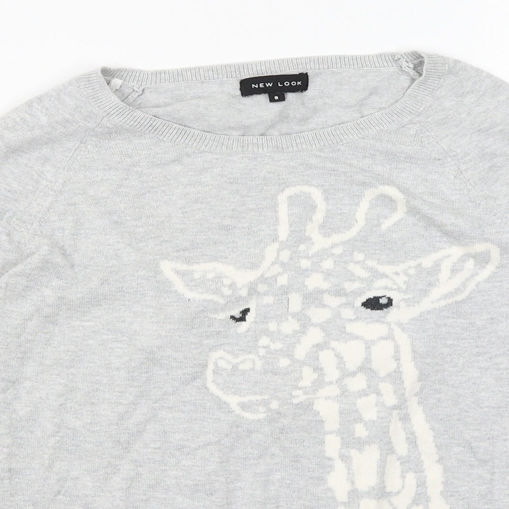New Look Womens Grey   Pullover Jumper Size 8  - Giraffe
