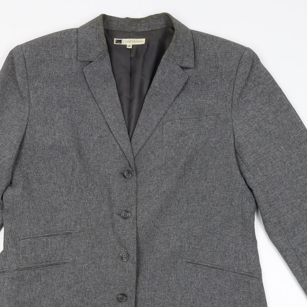 Classic Woman Womens Grey   Jacket Blazer Size 14