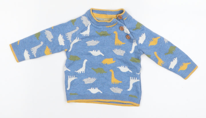 Mothercare Baby Blue   Pullover T-Shirt Size 3-6 Months  - dinosaur