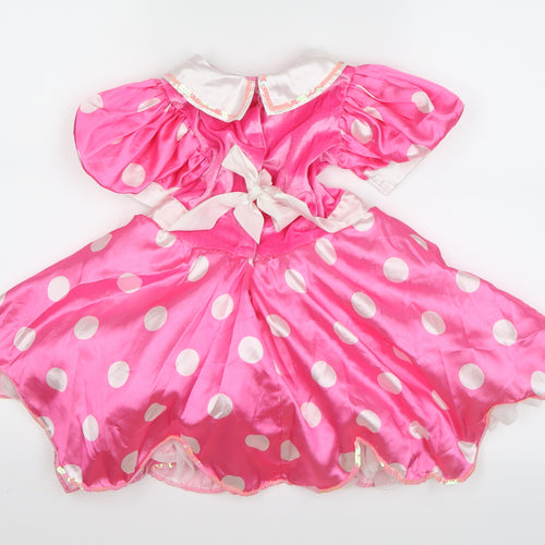 Disney Girls Pink Polka Dot  Fit & Flare  Size 5-6 Years  - Fancy dress